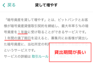 【bitbank】貸して増やすサービスのデメリット①貸出期間が長い（1年間）