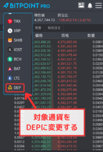 【BITPOINT】ディープコイン（DEP）を買う手順1